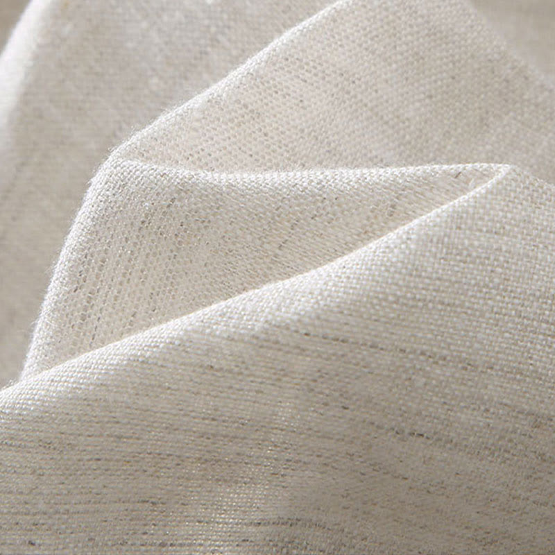 Buddha Stones Summer Solid Color Drawstring Button Design Men's Linen Shorts With Pockets - image 5