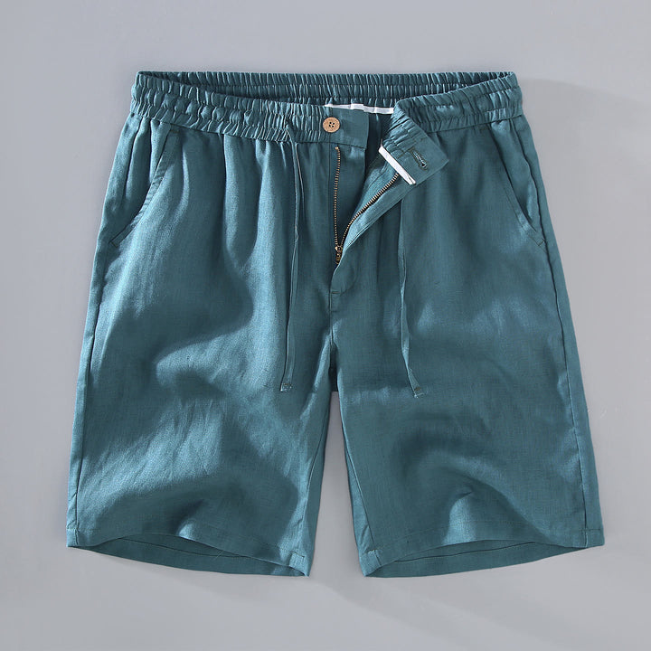 Buddha Stones Summer Solid Color Drawstring Button Design Men's Linen Shorts With Pockets - DarkCyan - US/UK/AU42，EU52 (3XL) - image 11