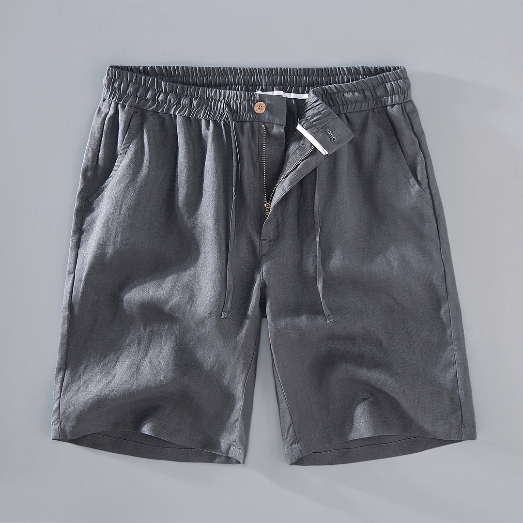 Buddha Stones Summer Solid Color Drawstring Button Design Men's Linen Shorts With Pockets - DimGray - US/UK/AU42，EU52 (3XL) - image 12