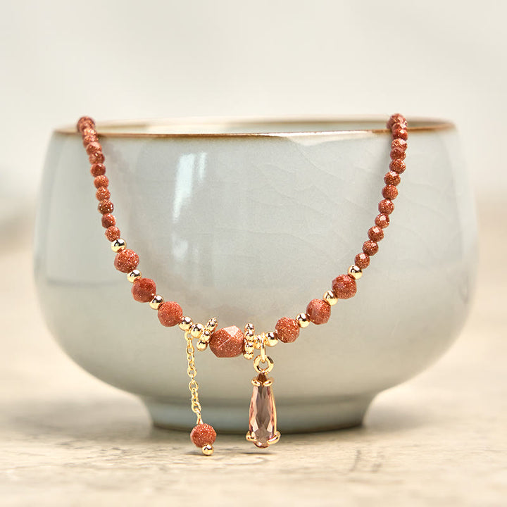 Buddha Stones Natural 2mm Goldstone Beads Positive Multi Layer Bracelet - image 6