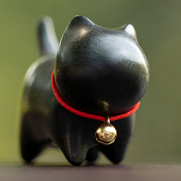 Buddha Stones Green Sandalwood Small Leaf Red Sandalwood Cute Cat Animals Soothing Peace Decoration - image 16