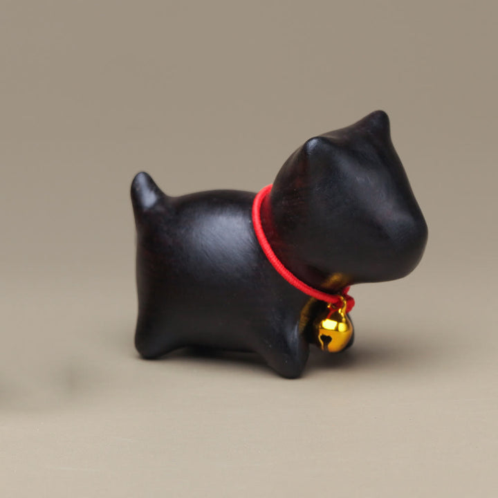Buddha Stones Green Sandalwood Small Leaf Red Sandalwood Cute Cat Animals Soothing Peace Decoration - Ebony Wood Little Black Dog - image 29