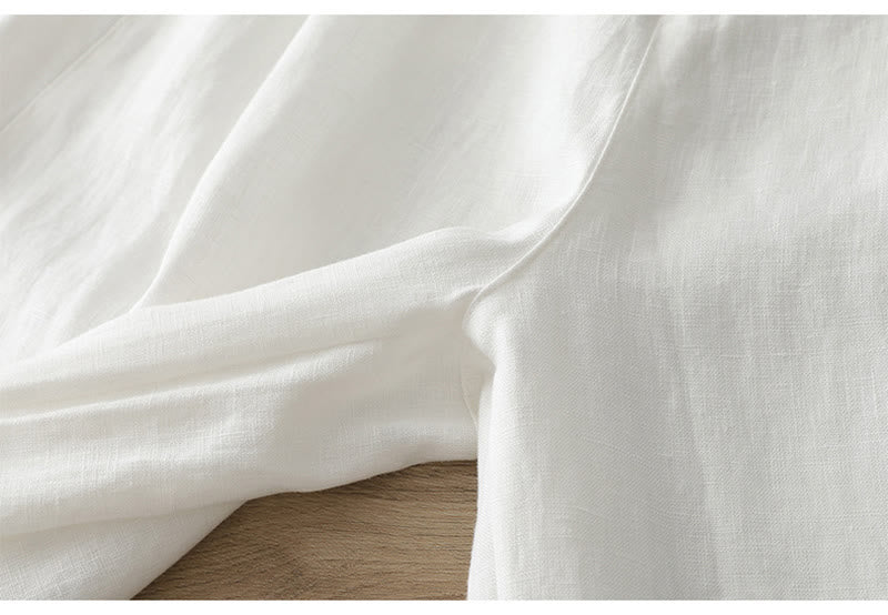 Buddha Stones Casual Retro Plain Women's Cotton Wide Leg Pants With Pockets Zipper - image 12