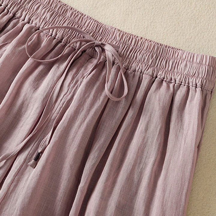 Buddha Stones Commute Embroidery Drawstring Women's Cotton Wide Leg Pants With Pockets - image 34