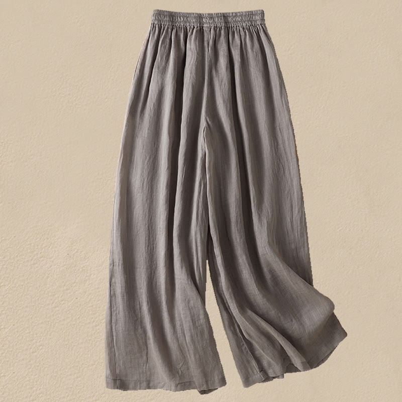 Buddha Stones Commute Embroidery Drawstring Women's Cotton Wide Leg Pants With Pockets - image 43