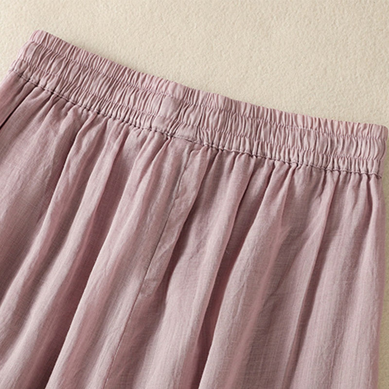 Buddha Stones Commute Embroidery Drawstring Women's Cotton Wide Leg Pants With Pockets - image 38