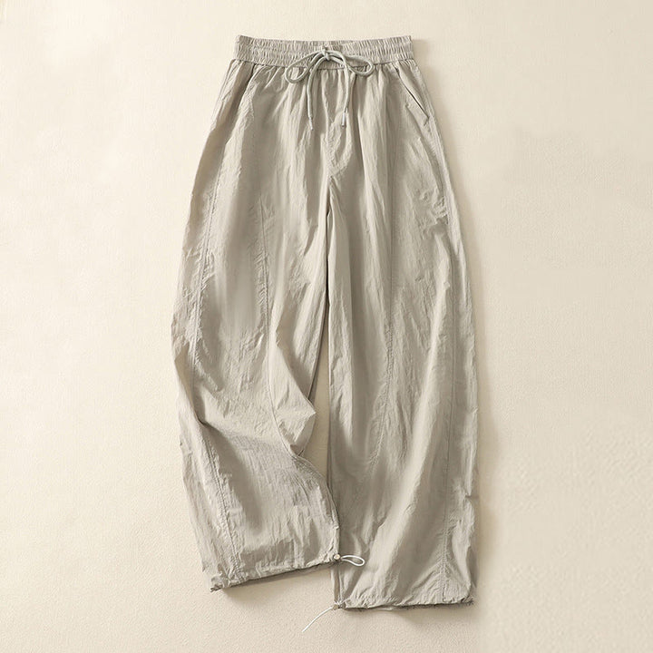 Buddha Stones Summer Vintage Plain Drawstring Cuffed Women's Pants With Pockets - Tan - US8-10，UK/AU12-14，EU40-42 (2XL) - image 0