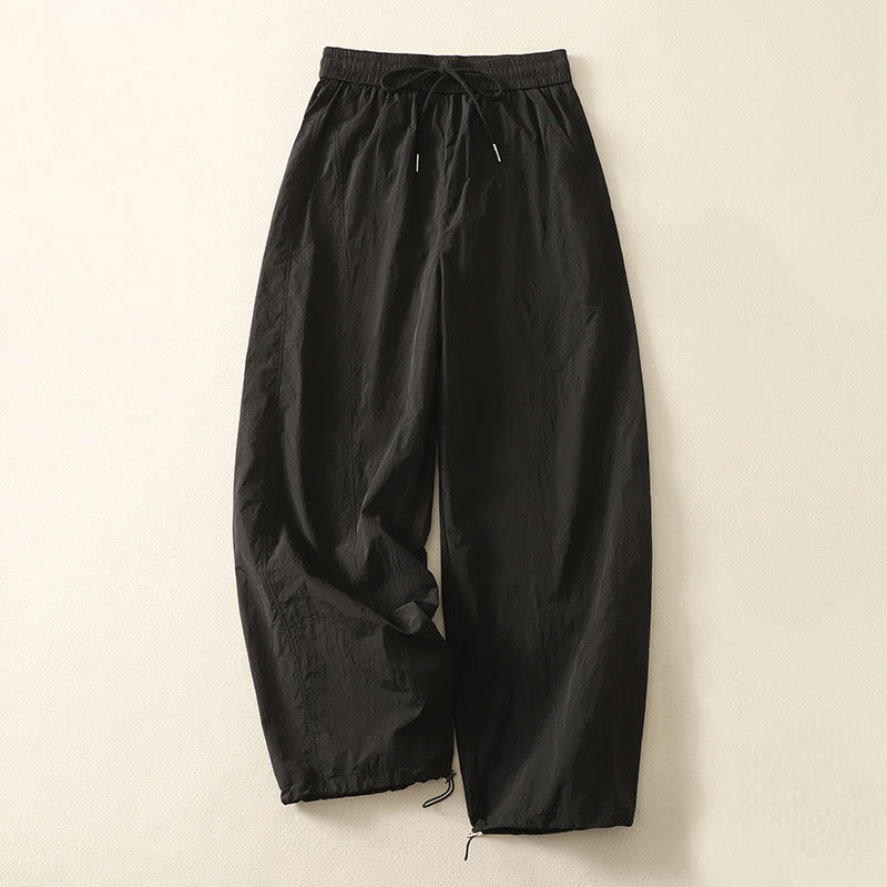 Buddha Stones Summer Vintage Plain Drawstring Cuffed Women's Pants With Pockets - Black - US8-10，UK/AU12-14，EU40-42 (2XL) - image 15