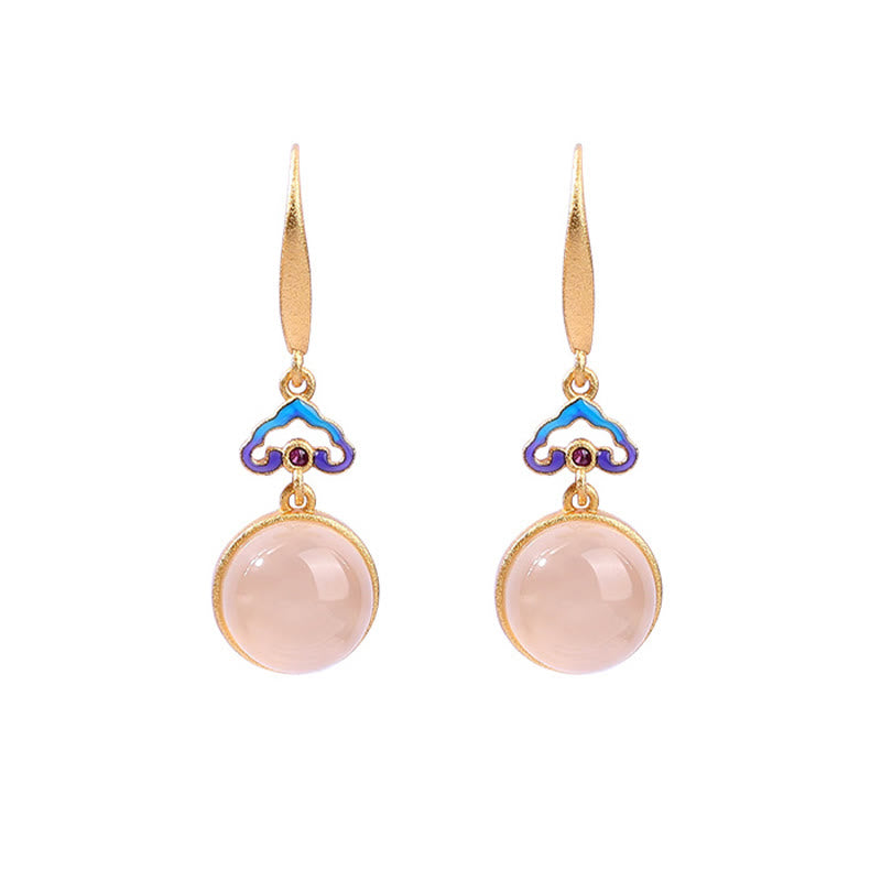 Buddha Stones 925 Sterling Silver Posts Natural Chalcedony Gold-plated Harmony Earrings - image 4