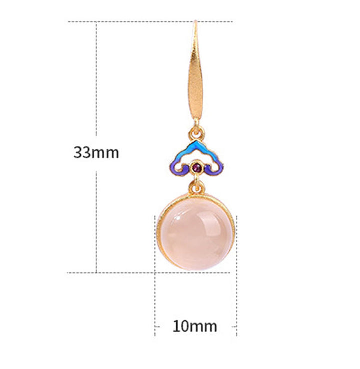 Buddha Stones 925 Sterling Silver Posts Natural Chalcedony Gold-plated Harmony Earrings - image 3