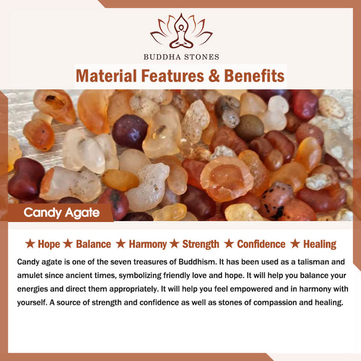 Buddha Stones Natural Colorful Candy Agate Golden Lotus Pod Healing Bracelet - image 4