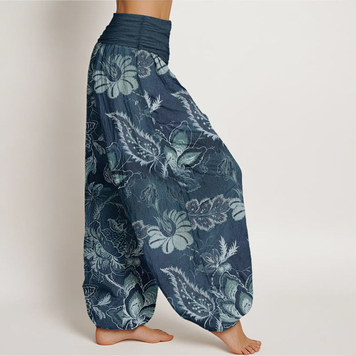 Buddha Stones Pure Cotton Casual Floral Leaves Women's Elastic Waist Harem Pants - image 7