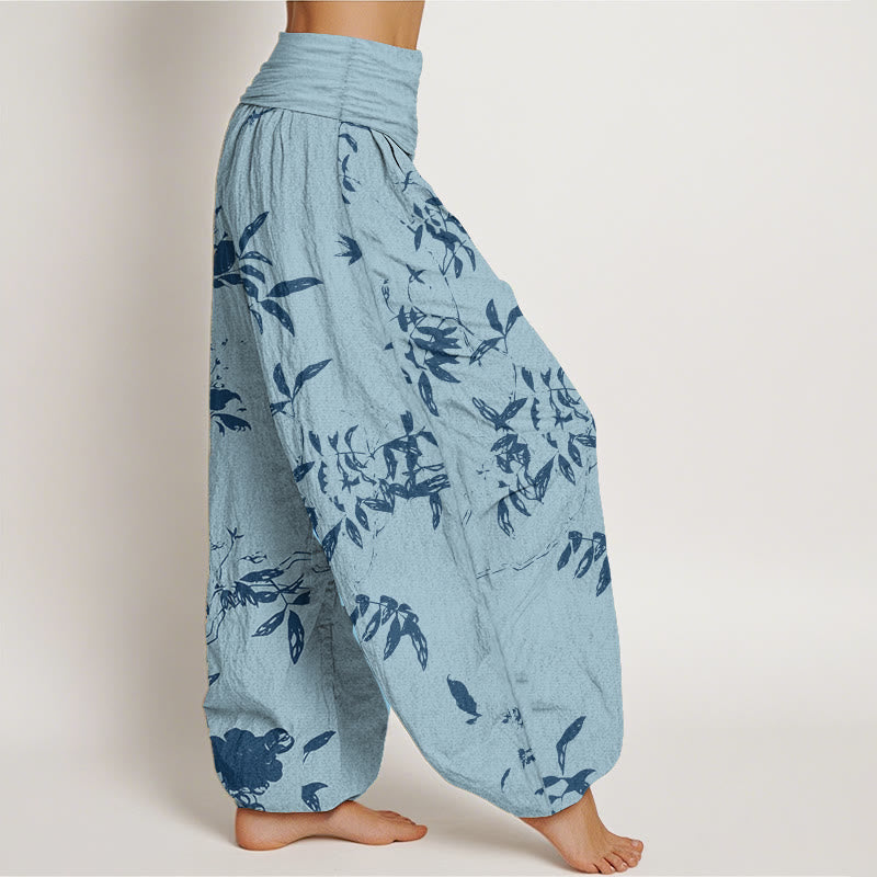 Buddha Stones Pure Cotton Branch Pattern Women's Elastic Waist Harem Pants - image 7