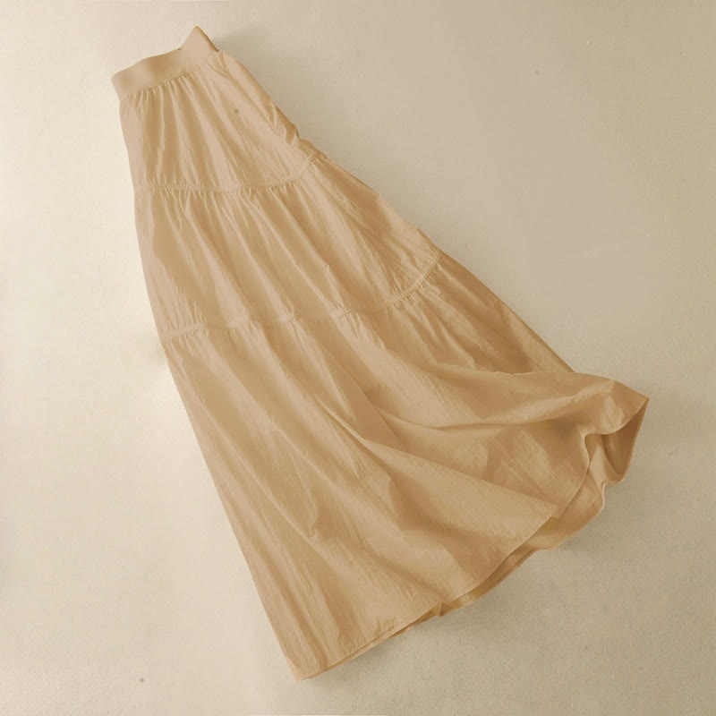 Buddha Stones Simple Lines Elastic Waist Women's Skirt With Pockets - image 13