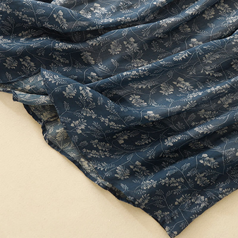 Buddha Stones Floral A-line Elastic Waist Cotton Linen Women's Skirt With Pockets - image 15