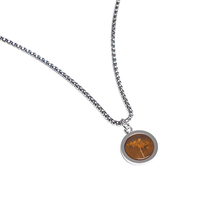 Buddha Stones Natural Stone Turquoise Tiger Eye  Lazurite Lapis Lazuli Malachite Titanium Steel Purification Necklace Pendant - image 2