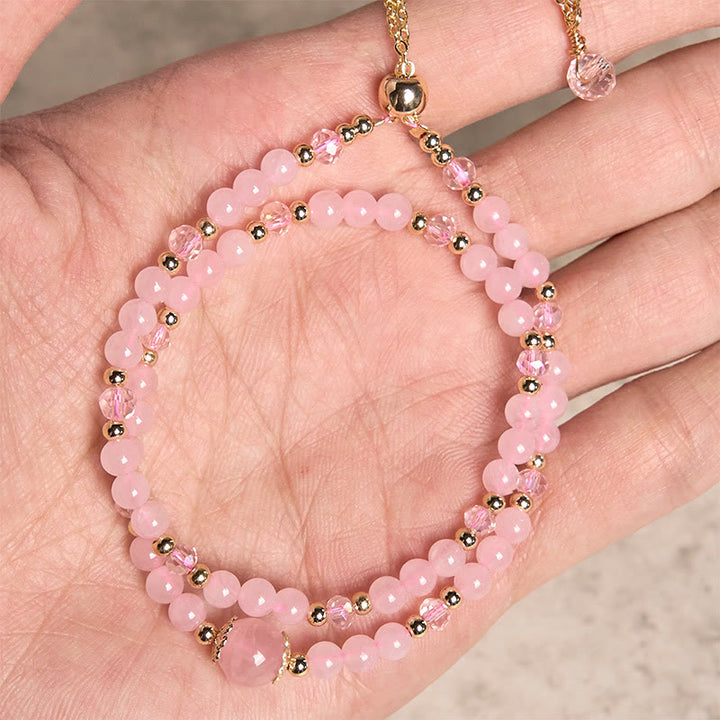 Buddha Stones Natural Citrine Pink Crystal Beads Pleasure Creativity Double Layer Bracelet - image 8