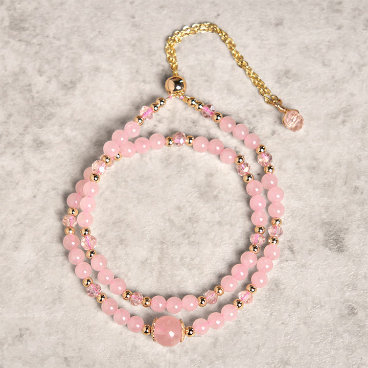 Buddha Stones Natural Citrine Pink Crystal Beads Pleasure Creativity Double Layer Bracelet - Pink Crystal(Wrist Circumference: 15-21cm) - image 5