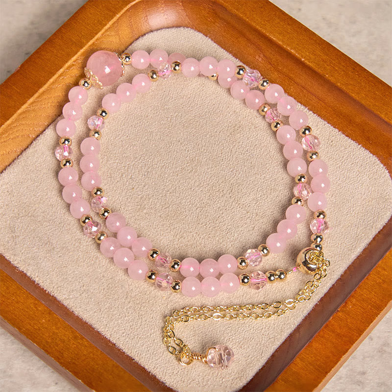 Buddha Stones Natural Citrine Pink Crystal Beads Pleasure Creativity Double Layer Bracelet - image 6
