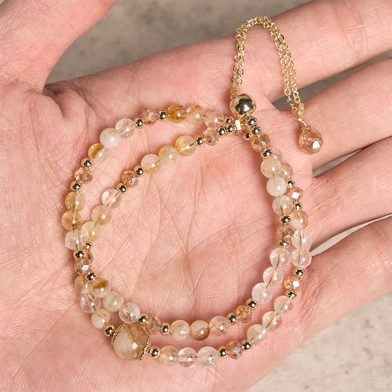 Buddha Stones Natural Citrine Pink Crystal Beads Pleasure Creativity Double Layer Bracelet - image 3