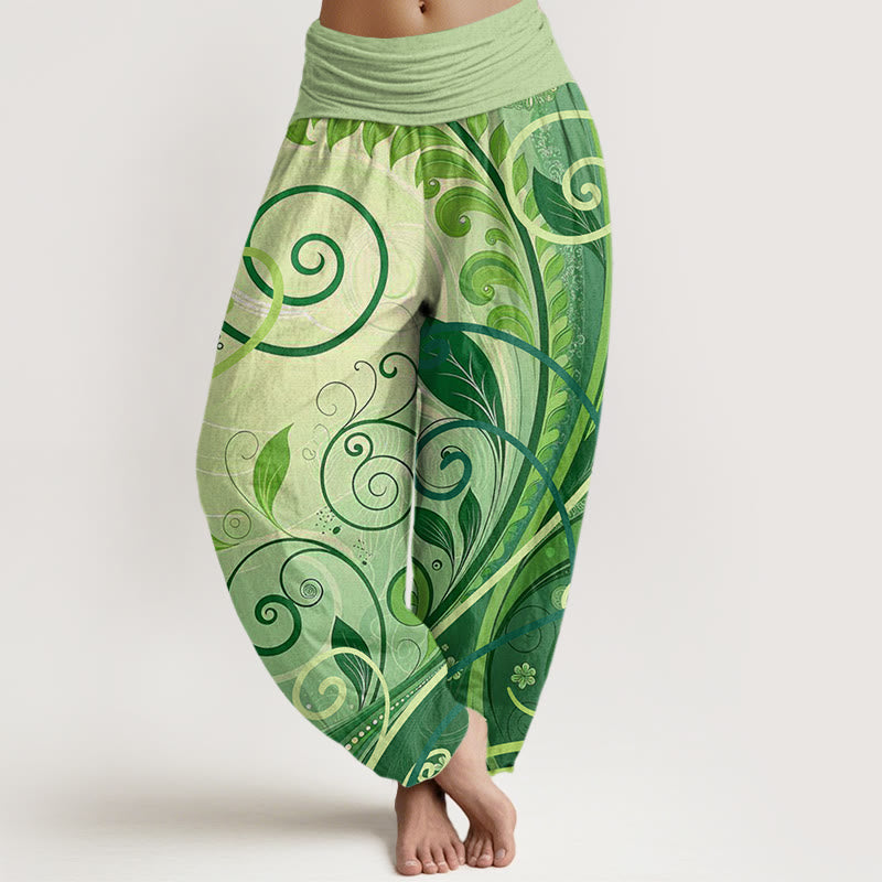 Buddha Stones Cotton Casual Vining Floral Pattern Women's Harem Pants - PaleGreen - US22，UK/AU26，EU54 (6XL) - image 0