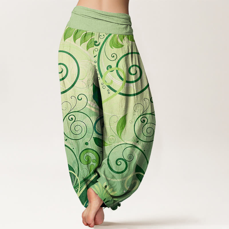 Buddha Stones Cotton Casual Vining Floral Pattern Women's Harem Pants - image 1
