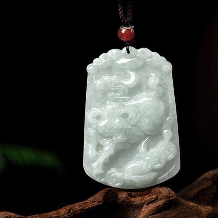 Buddha Stones Natural Jade 12 Chinese Zodiac Abundance Amulet Pendant Necklace - Ox - image 11