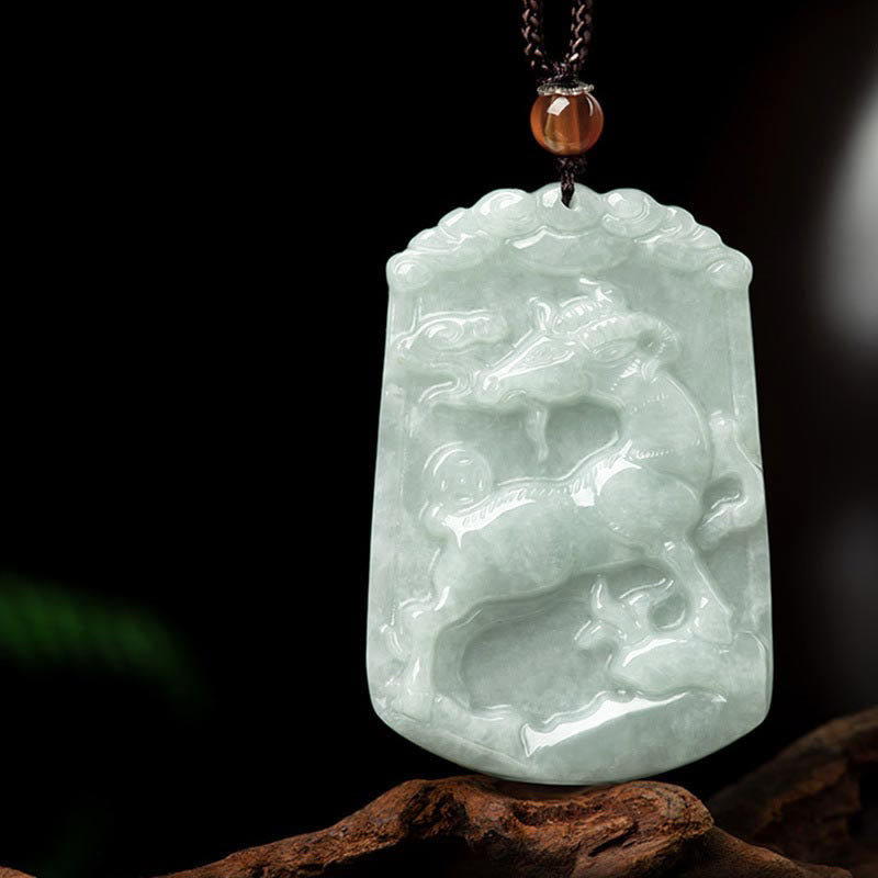 Buddha Stones Natural Jade 12 Chinese Zodiac Abundance Amulet Pendant Necklace - Goat - image 20