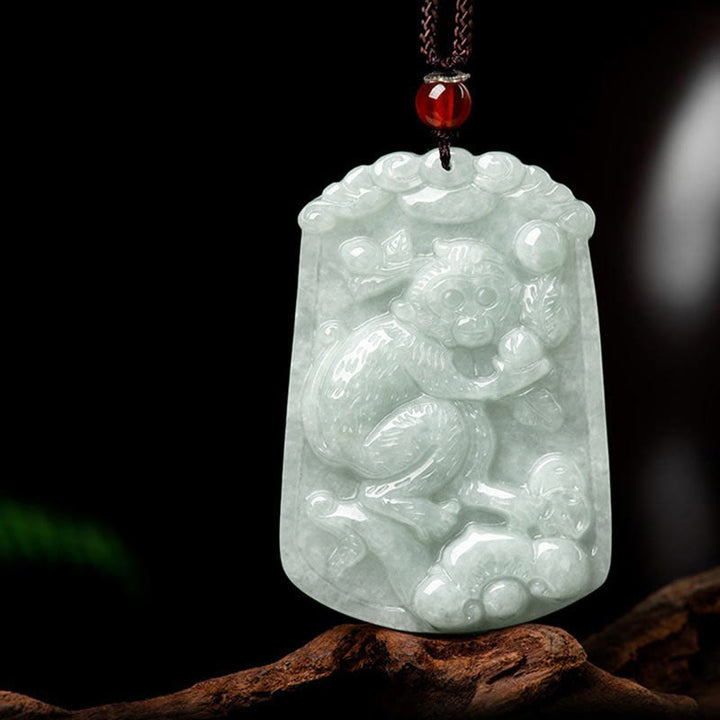 Buddha Stones Natural Jade 12 Chinese Zodiac Abundance Amulet Pendant Necklace - Monkey - image 21