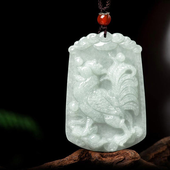 Buddha Stones Natural Jade 12 Chinese Zodiac Abundance Amulet Pendant Necklace - Rooster - image 22
