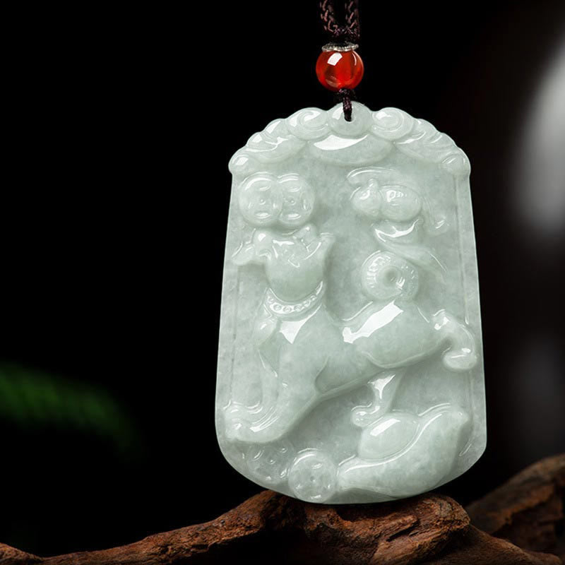 Buddha Stones Natural Jade 12 Chinese Zodiac Abundance Amulet Pendant Necklace - Dog - image 23