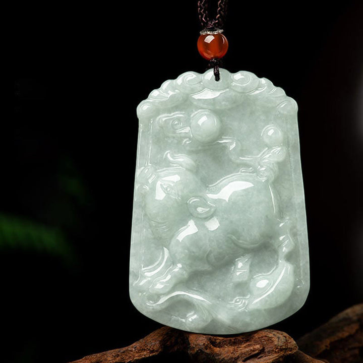 Buddha Stones Natural Jade 12 Chinese Zodiac Abundance Amulet Pendant Necklace - Pig - image 24