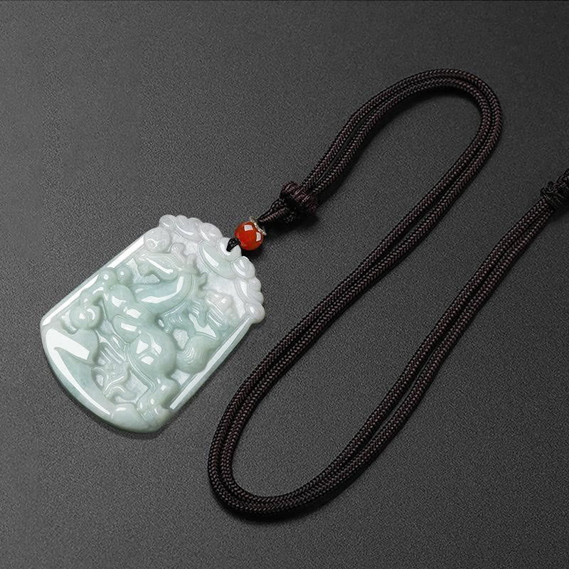 Buddha Stones Natural Jade 12 Chinese Zodiac Abundance Amulet Pendant Necklace - image 19