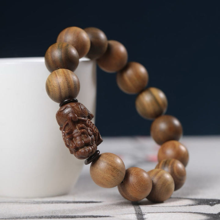 Buddha Stones Green Sandalwood Pixiu Attract Wealth Bracelet - image 2