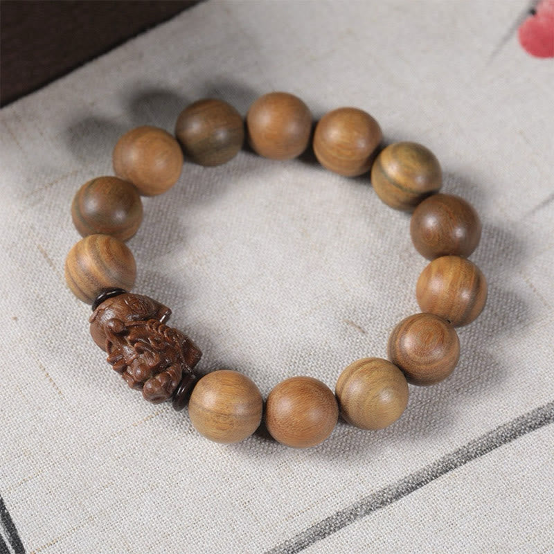 Buddha Stones Green Sandalwood Pixiu Attract Wealth Bracelet - image 4