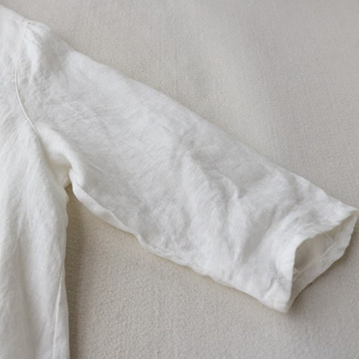 Buddha Stones Buttons Design Lapel Three Quarter Sleeve Midi Dress With Pockets - image 10