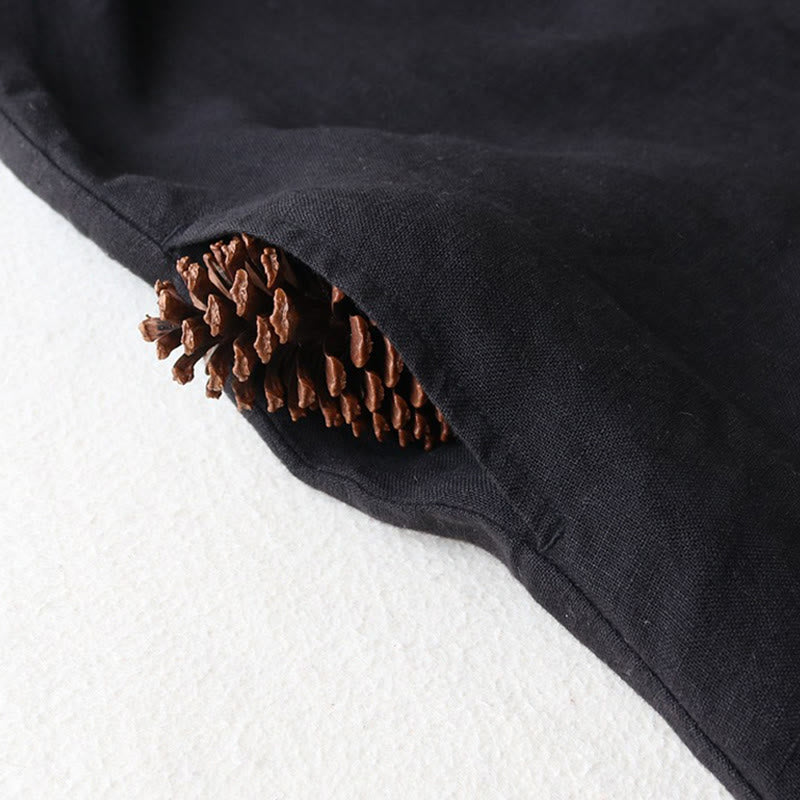 Buddha Stones Buttons Design Lapel Three Quarter Sleeve Midi Dress With Pockets - image 4