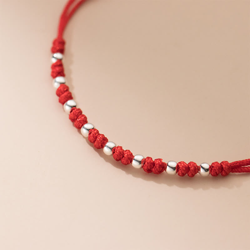 Buddha Stones 925 Sterling Silver Beads Red String Adjustable Luck Bracelet - image 11