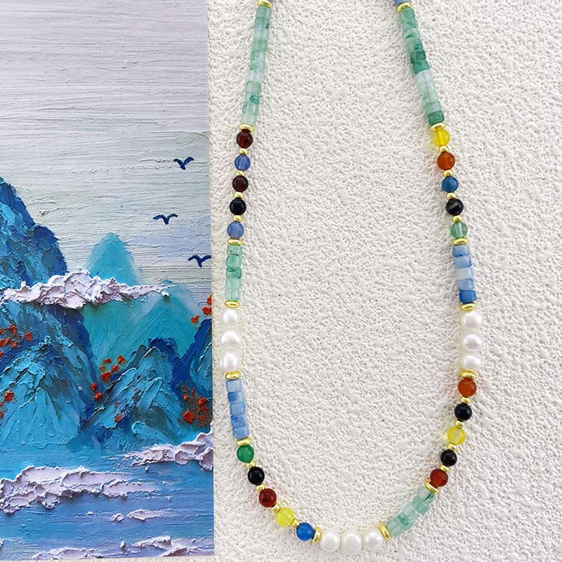 Buddha Stones Pearl Glass Healing Necklace Pendant - Pearl - image 0