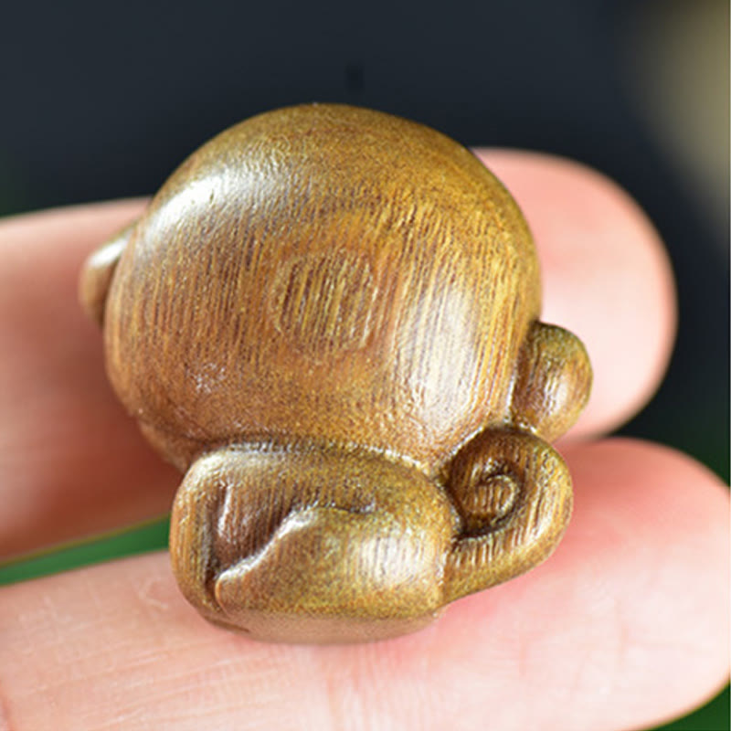 Buddha Stones Green Sandalwood Small Leaf Red Sandalwood Cute Monkey Animals Peace Decoration - image 4