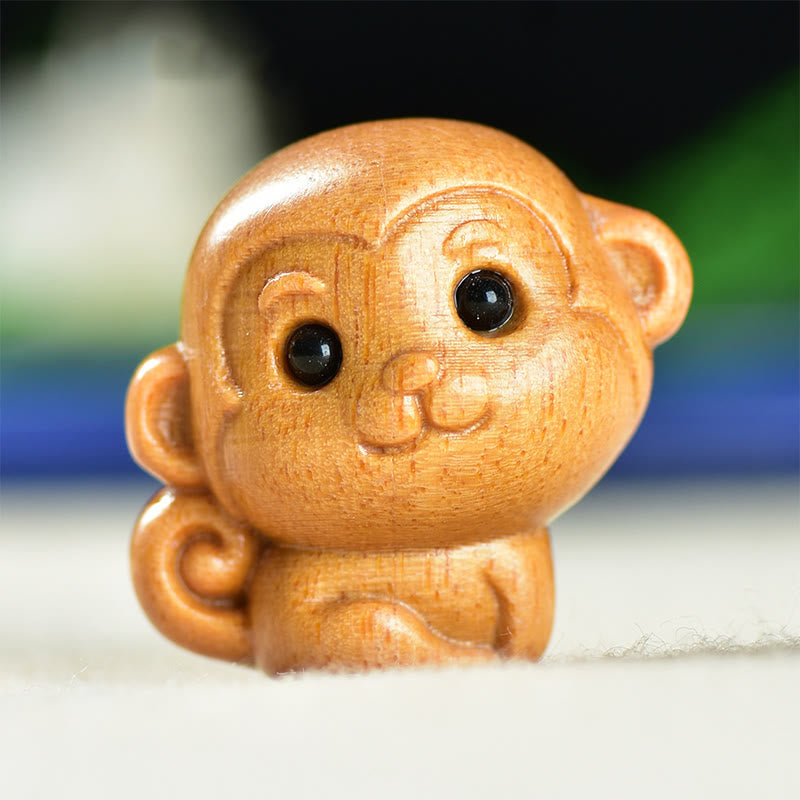 Buddha Stones Green Sandalwood Small Leaf Red Sandalwood Cute Monkey Animals Peace Decoration - Sandalwood Monkey(28*28*22mm) - image 8