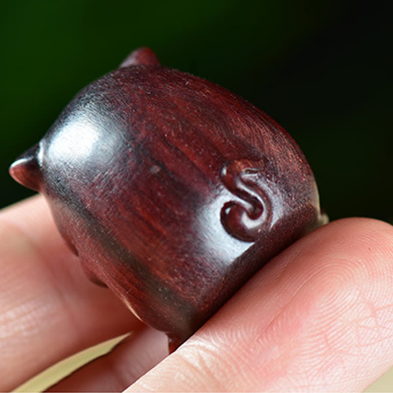 Buddha Stones Green Sandalwood Small Leaf Red Sandalwood Cute Pig Animals Positive Decoration - image 11