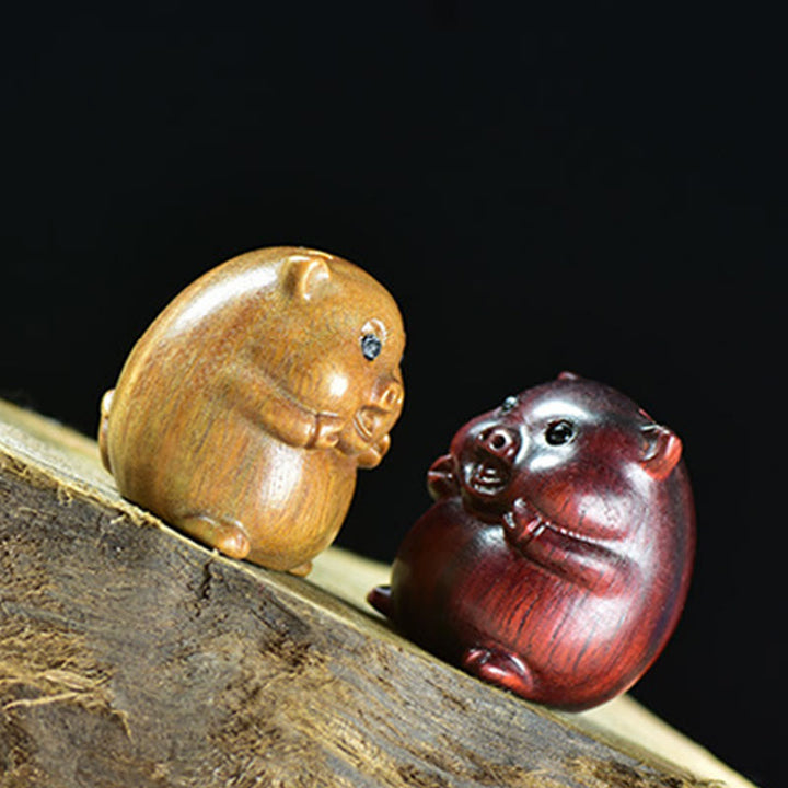 Buddha Stones Green Sandalwood Small Leaf Red Sandalwood Cute Pig Animals Positive Decoration - image 19