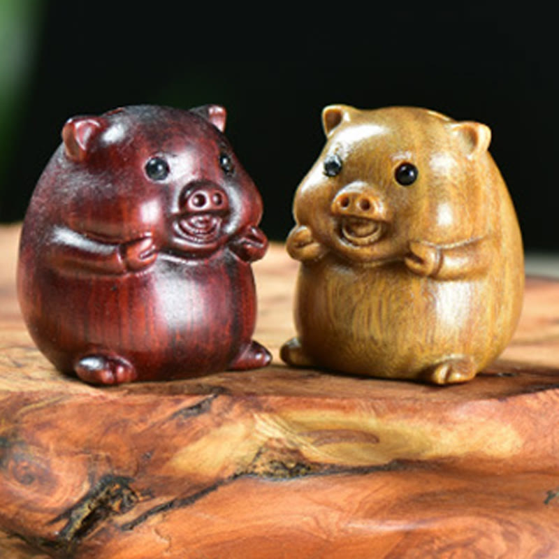 Buddha Stones Green Sandalwood Small Leaf Red Sandalwood Cute Pig Animals Positive Decoration - image 18