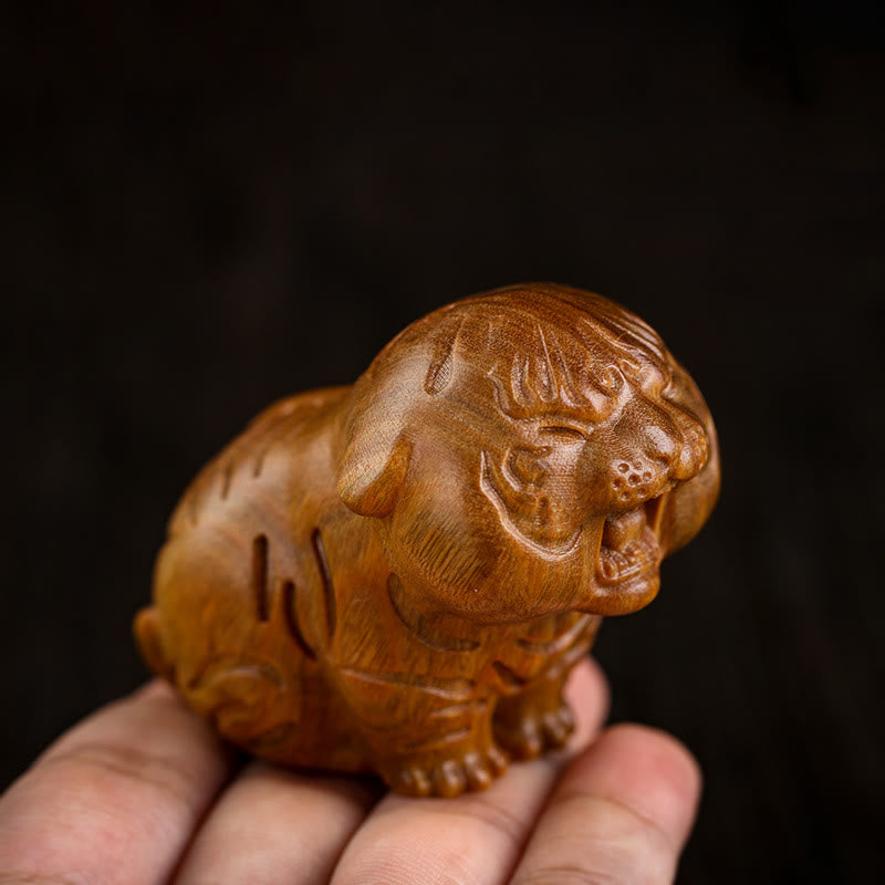 Buddha Stones Green Sandalwood Cute Tiger Animals Positive Decoration - image 4