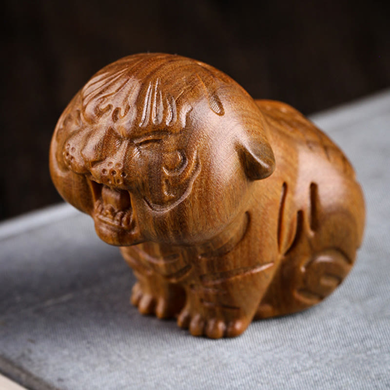 Buddha Stones Green Sandalwood Cute Tiger Animals Positive Decoration - image 7