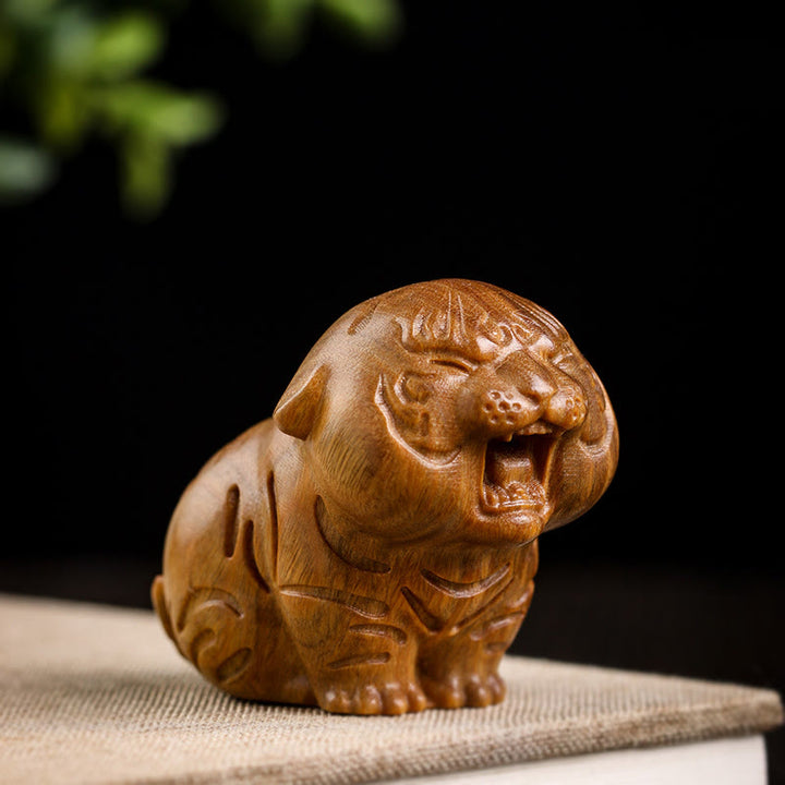 Buddha Stones Green Sandalwood Cute Tiger Animals Positive Decoration - image 8