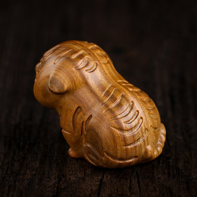 Buddha Stones Green Sandalwood Cute Tiger Animals Positive Decoration - image 2