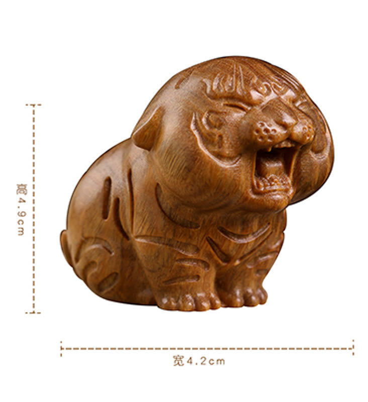 Buddha Stones Green Sandalwood Cute Tiger Animals Positive Decoration - image 12