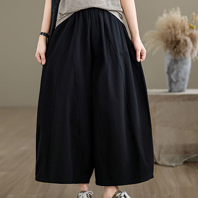 Buddha Stones Casual Plain Cotton Women's 7-8 Length Wide Leg Pants With Pockets - image 10